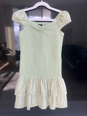 Art Class  Mint Green Smocked Mini Dress with Ruffle Hem